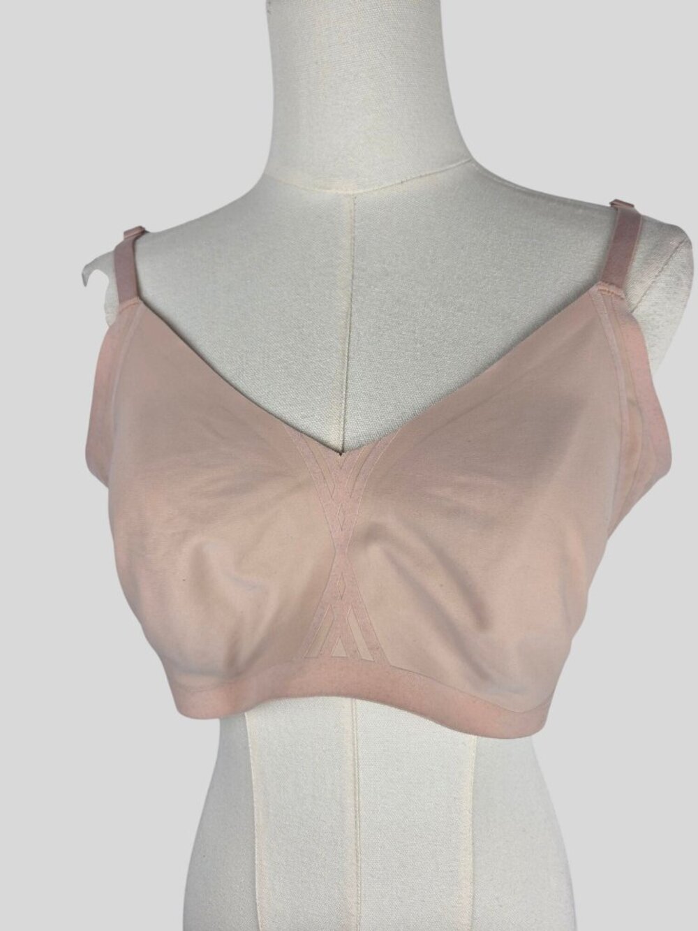 Honeylove Silhouette V-Neck Wireless Bra XL Nude Beige Wire-Free Supportive‎